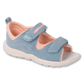Sandalias infantil befado con aplicación de piel 721P014 azul y rosa